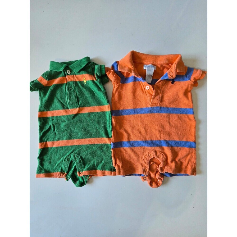 Ralph Lauren Bundle of 2 Stripe Rompers Baby 3M